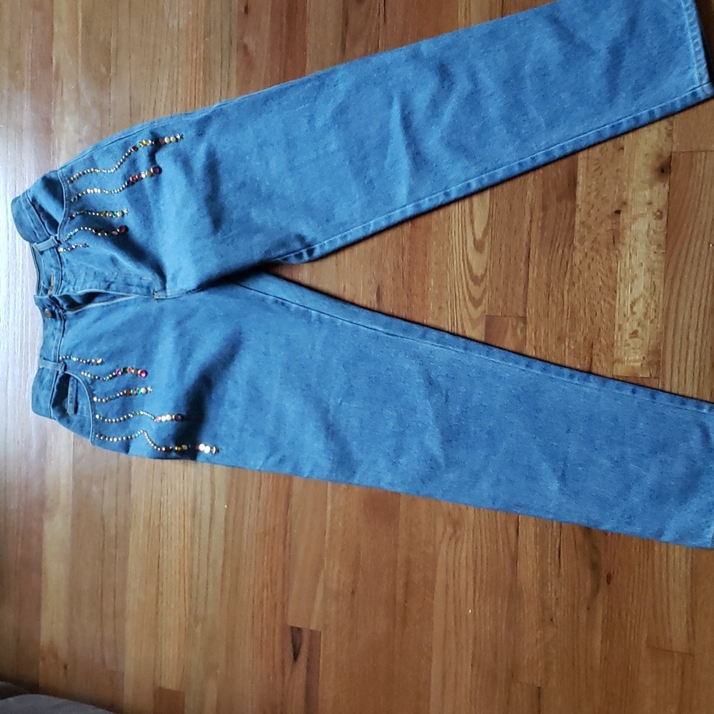 Vintage Monique Jeans light wash size 11/12  embellished straight leg jeans